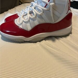 Jordan Red and White High-Top Sneakers